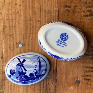 Delft Blue Holland Windmill Trinket Box